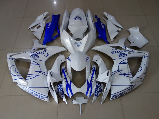 White Corona 2006-2007 GSXR 600-750 Motorcycle Fairings