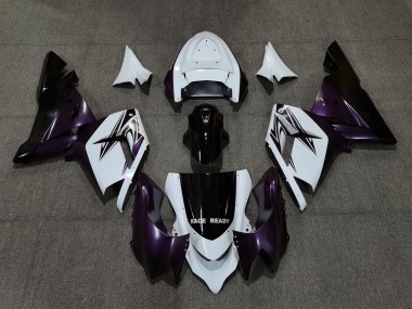 White Purple and Black 2004-2005 ZX10R Motorcycle Fairings