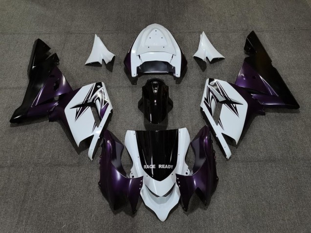 White Purple and Black 2004-2005 ZX10R Motorcycle Fairings