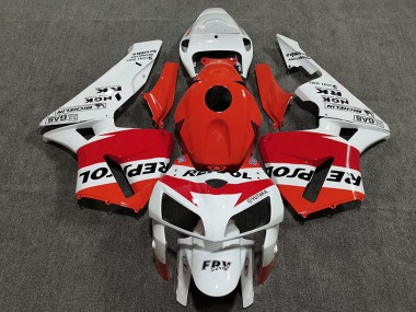White Red and Orange Repsol 2005-2006 CBR600RR Motorcycle Fairings
