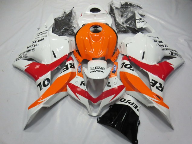White Red and Orange Repsol 2009-2012 CBR600RR Motorcycle Fairings