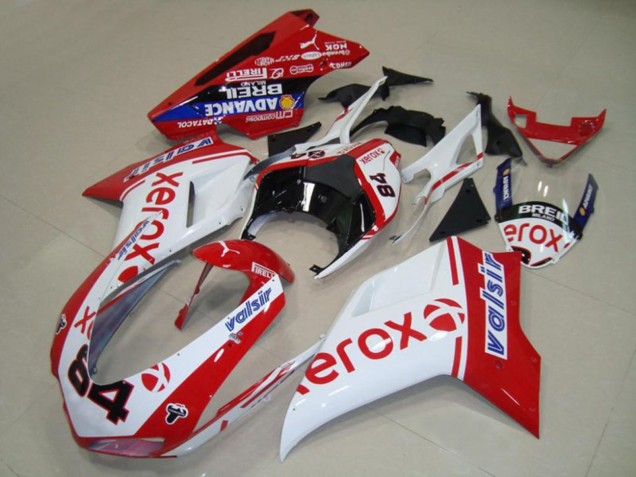 White Xerox 2007-2014 Ducati 848 1098 1198 Motorcycle Fairings