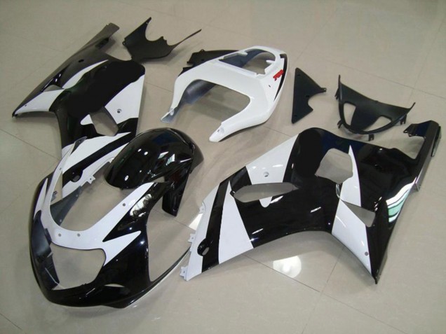 White and Black 2001-2003 GSXR 600-750 Motorcycle Fairings