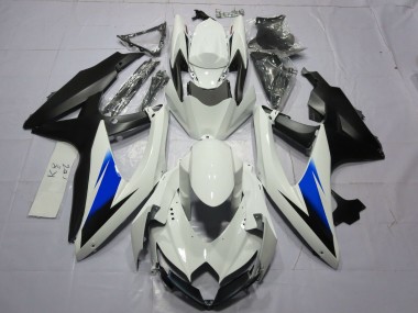 White and Black 2008-2010 GSXR 600-750 Motorcycle Fairings