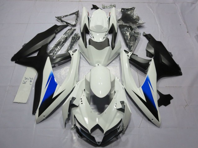 White and Black 2008-2010 GSXR 600-750 Motorcycle Fairings