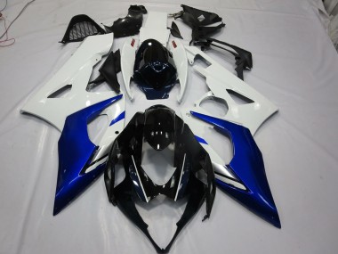 White and Blue 2005-2006 GSXR 1000 Motorcycle Fairings