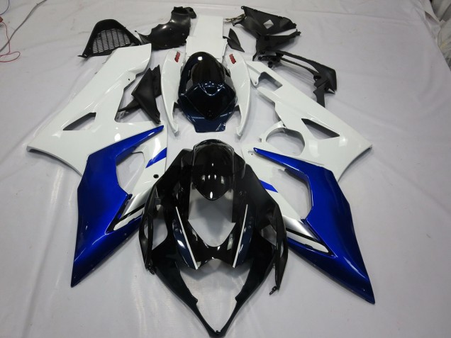 White and Blue 2005-2006 GSXR 1000 Motorcycle Fairings