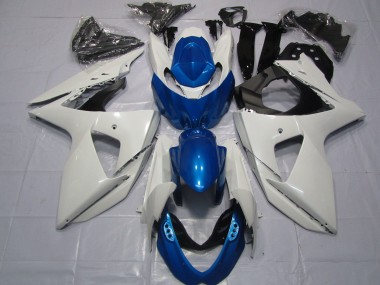 White and Blue 2009-2016 GSXR 1000 Motorcycle Fairings