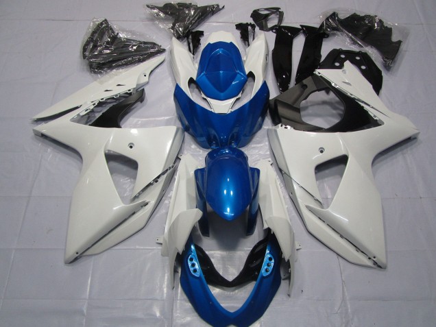 White and Blue 2009-2016 GSXR 1000 Motorcycle Fairings