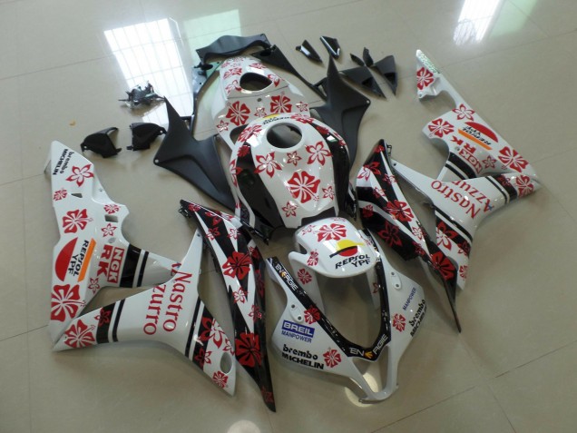 White and Red Nastro Azzurro 2007-2008 CBR600RR Motorcycle Fairings