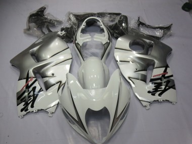 White and Silver 1997-2007 GSXR 1300 Hayabusa Motorcycle Fairings