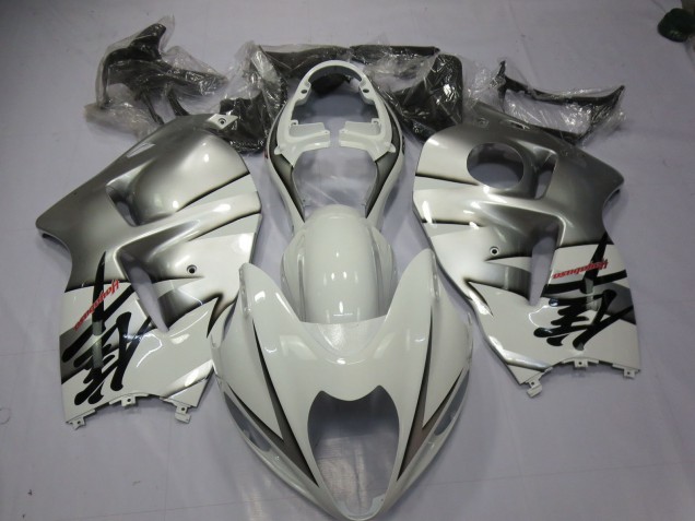 White and Silver 1997-2007 GSXR 1300 Hayabusa Motorcycle Fairings