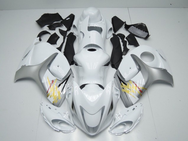 White and Silver 2008-2020 GSXR 1300 Hayabusa Motorcycle Fairings
