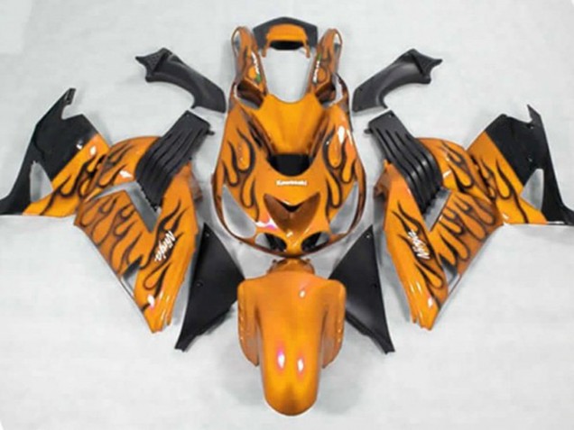 Yellow Black Flame 2006-2011 ZX14R Motorcycle Fairings