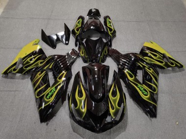 Yellow Flame 2006-2011 ZX14R Motorcycle Fairings