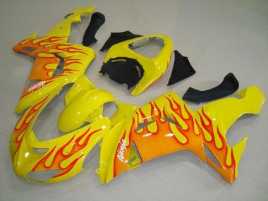 Yellow Orange Flame 2006-2007 ZX10R Motorcycle Fairings