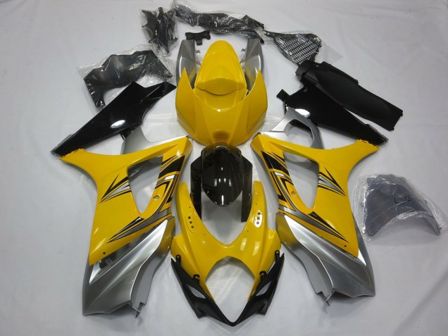 Yellow Silver 2007-2008 GSXR 1000 Motorcycle Fairings