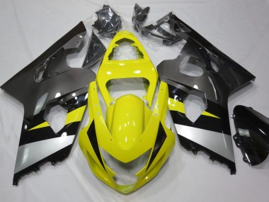Yellow and Grey 2004-2005 GSXR 600-750 Motorcycle Fairings