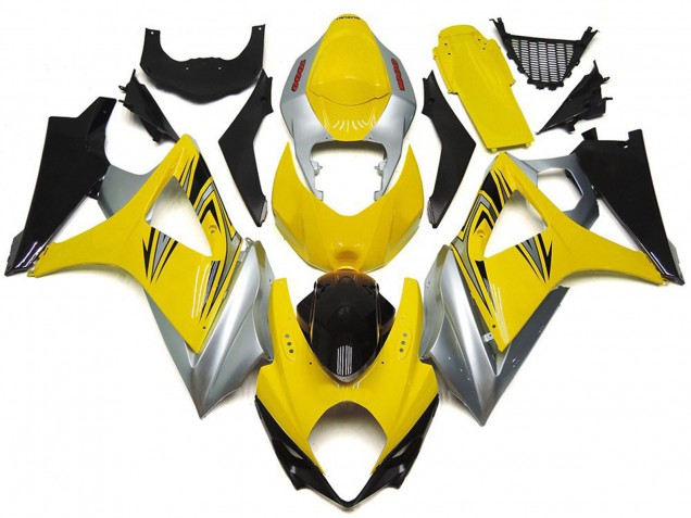Yellow and Silver OEM Style 2007-2008 GSXR 1000 Motorcycle Fairings