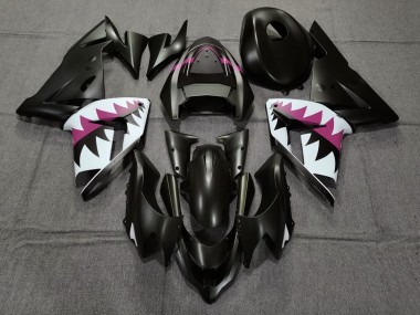 Matte Black and Pink Shark 2004-2005 ZX10R Motorcycle Fairings